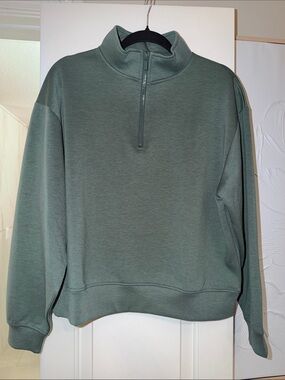 Zenana Outfitters Womens Quarter-zip Pullover Sweatshirt Spruce Green NWT Medium